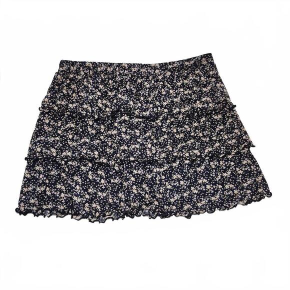 Kirious Women's Tiered Floral Skirt Size L Navy - Picture 3 of 7